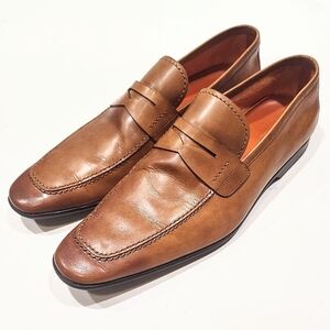 Magnanni Meruelo 17533 Cognac Tan Leather Penny Loafers Dress Mens 11.5M Spain